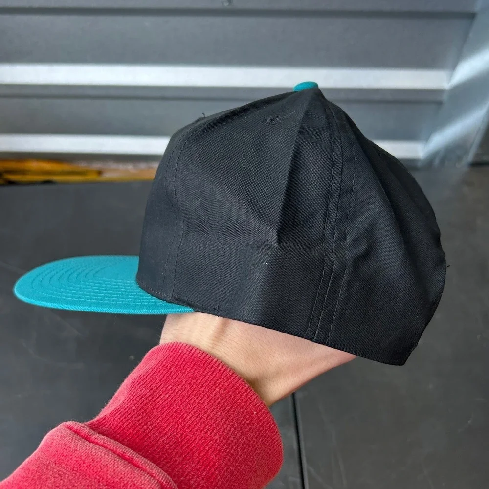 Vintage Sierra Army Depot Fishing Get‎ Hooked on Safety Snapback Hat Black Teal